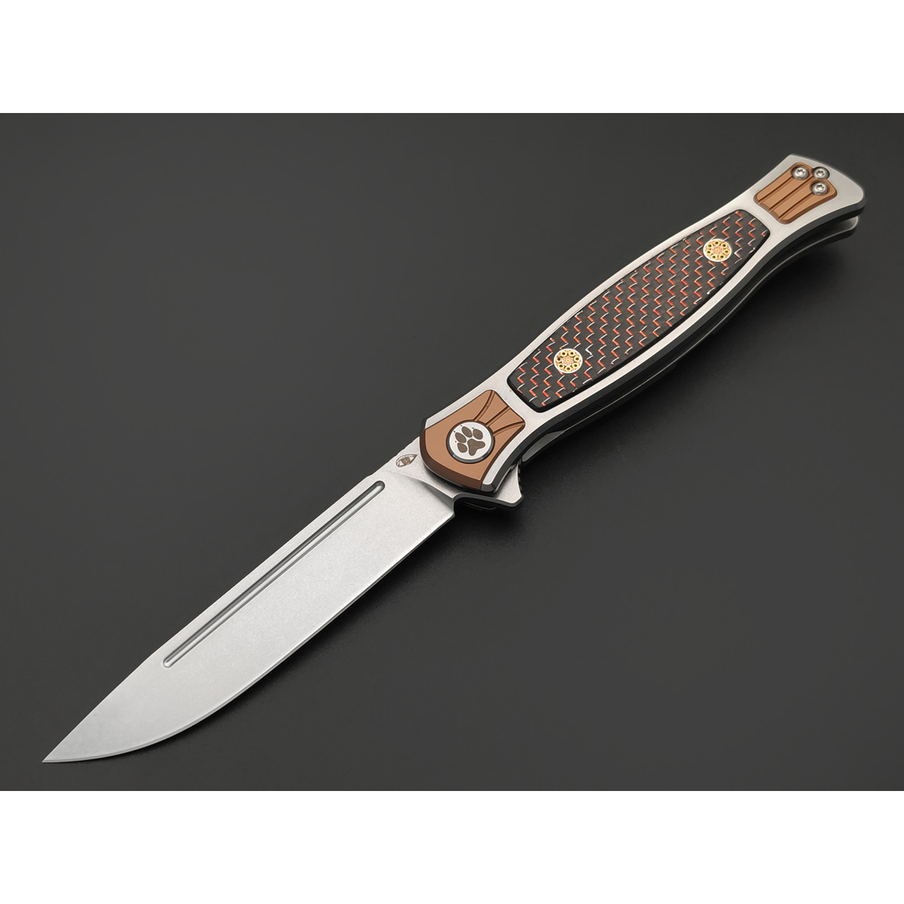 Reptilian складной нож Кот-03 сталь D2 стоунвош, рукоять Carbon red, steel