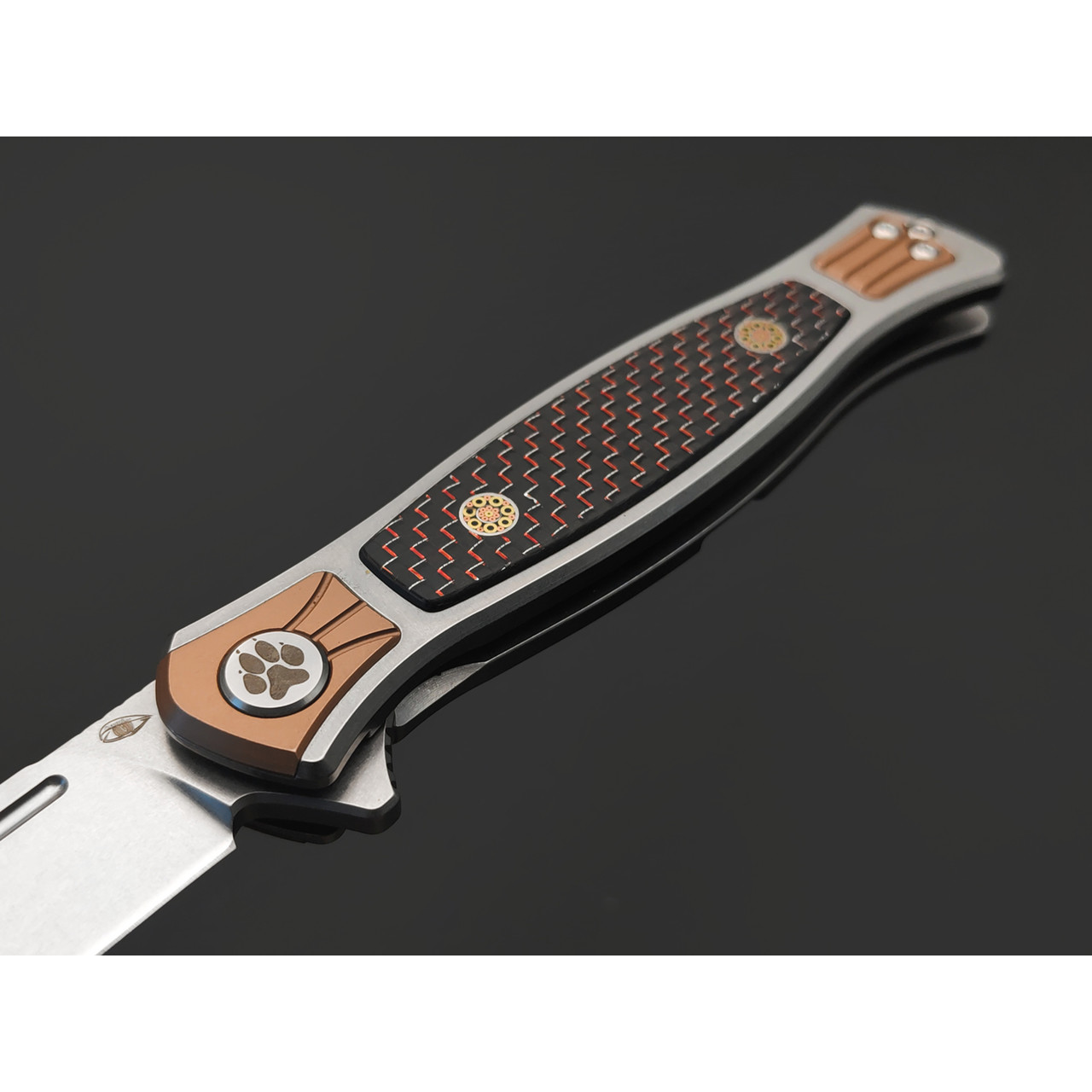 Reptilian складной нож Кот-03 сталь D2 стоунвош, рукоять Carbon red, steel