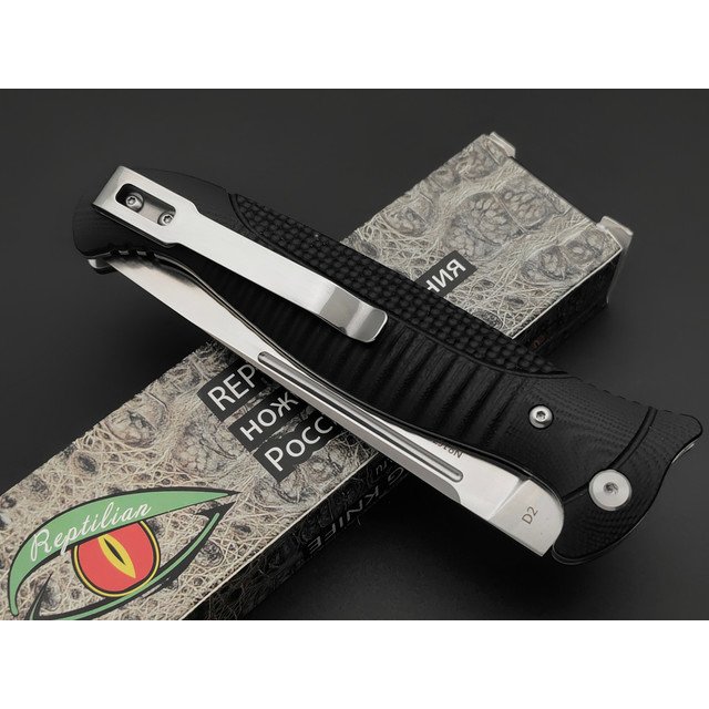 Reptilian складной нож Финка-01 сталь D2 satin, рукоять G10 black