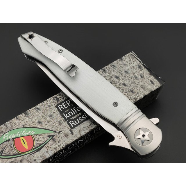 Reptilian складной нож НКВД-02-1 сталь D2 satin, рукоять G10 white