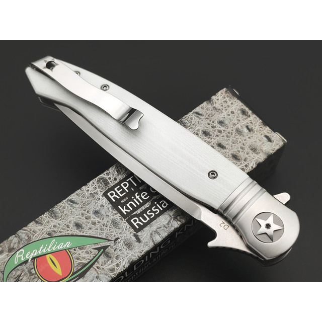 Reptilian складной нож НКВД-02-2 сталь D2 satin, рукоять G10 white
