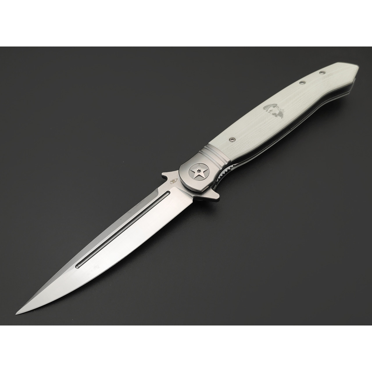 Reptilian складной нож НКВД-02-2 сталь D2 satin, рукоять G10 white