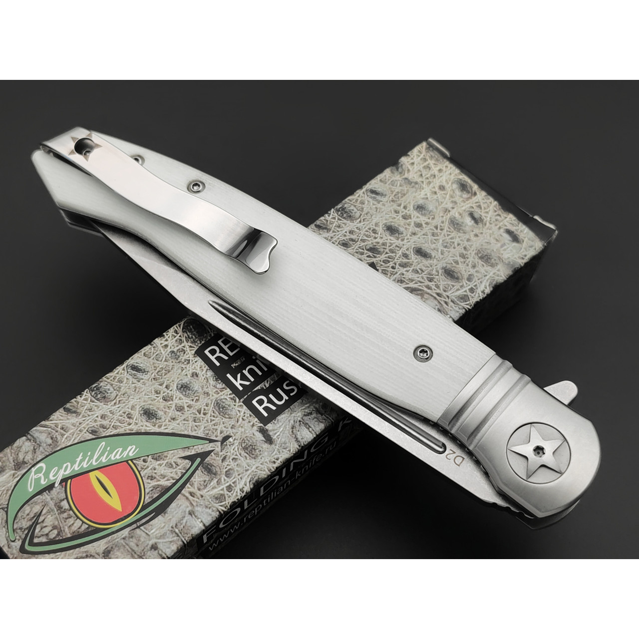 Reptilian складной нож НКВД-02-3 сталь D2 стоунвош, рукоять G10 white
