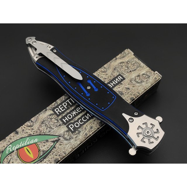 Reptilian складной нож Варяг-01 сталь D2 satin, рукоять G10 black & blue