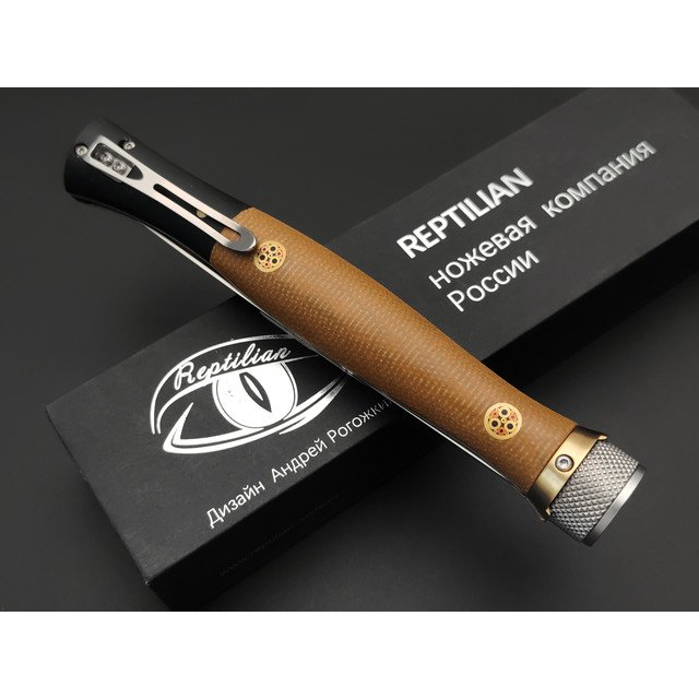 Reptilian складной нож Кабальеро-01 Limited сталь D2 satin, рукоять Micarta brown, G10 black