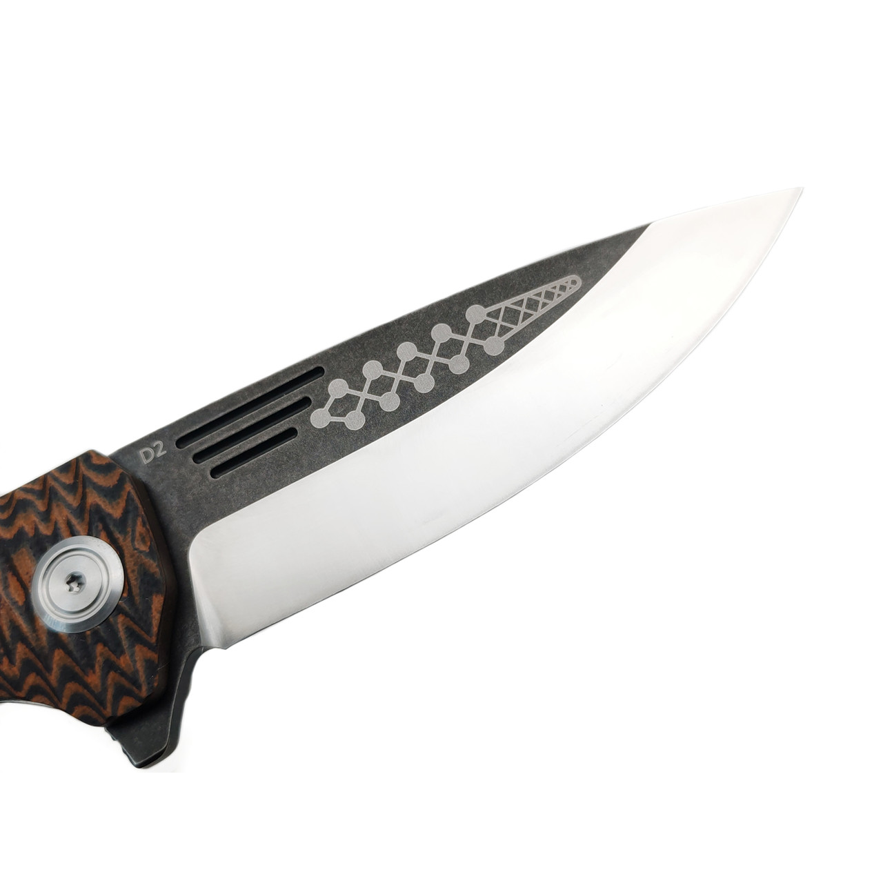 Reptilian складной нож Скутум-04 сталь D2 satin & блэквош, рукоять G10 black & orange