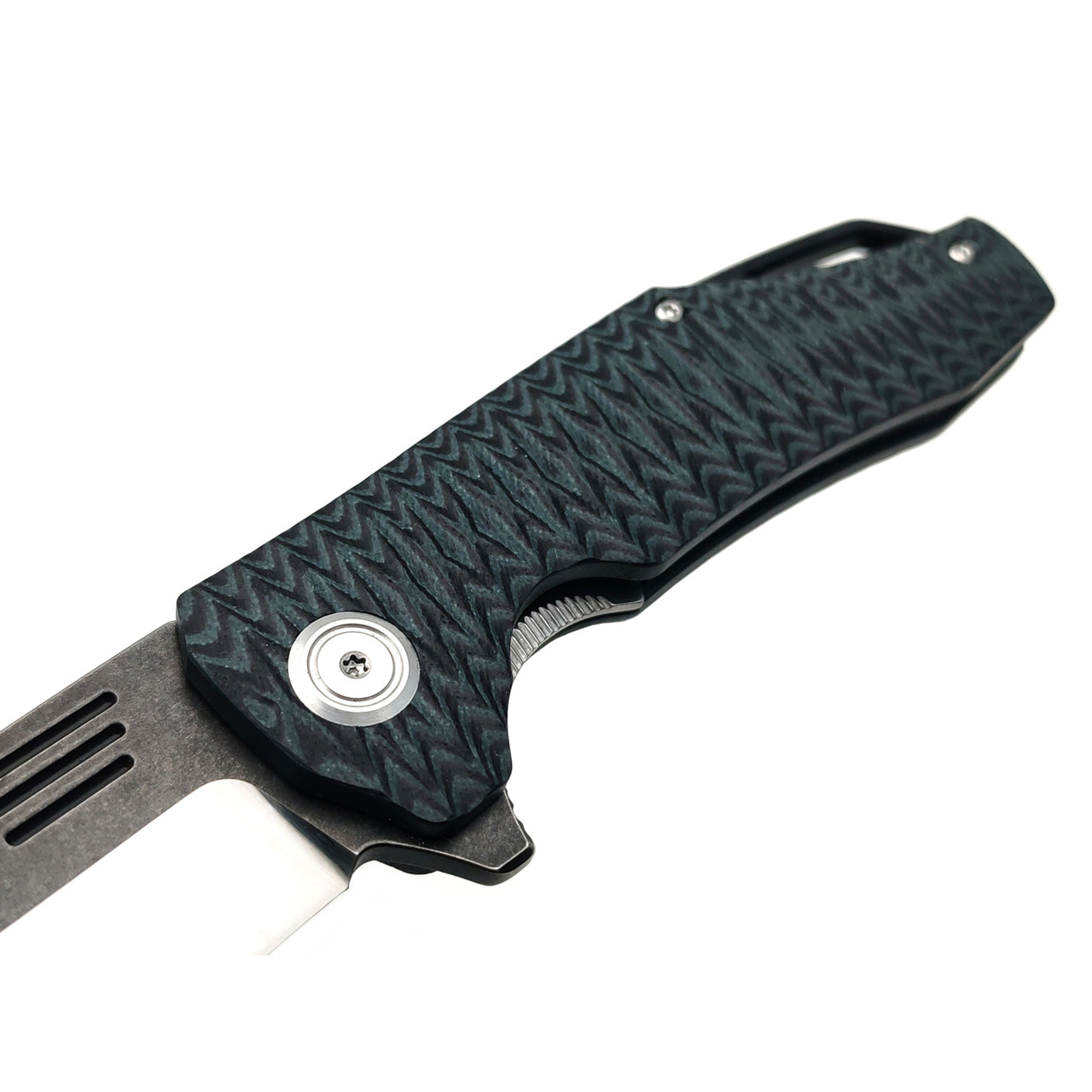 Reptilian складной нож Скутум-06 сталь D2 satin & блэквош, рукоять G10 black & grey