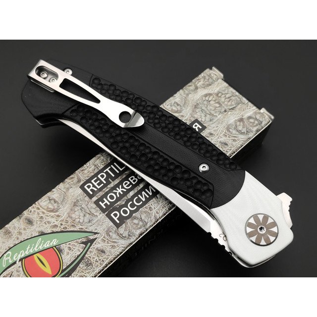 Reptilian складной нож Бухара-01 сталь D2 satin, рукоять G10 black & white