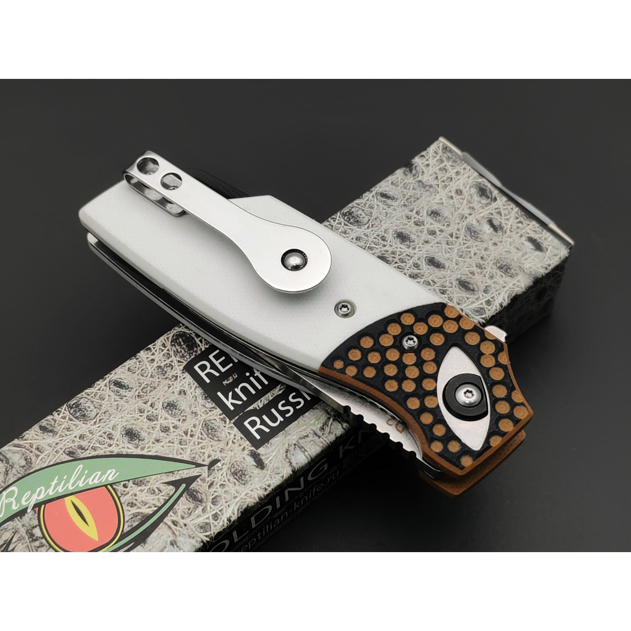 Reptilian складной нож Рептилия-01 сталь D2 satin, рукоять G10 white