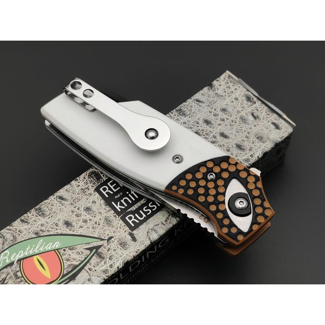 Reptilian складной нож Рептилия-01 сталь D2 satin, рукоять G10 white