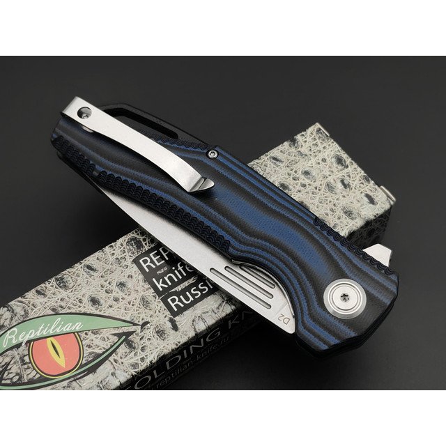 Reptilian складной нож Скутум-03 сталь D2 стоунвош, рукоять G10 black & blue