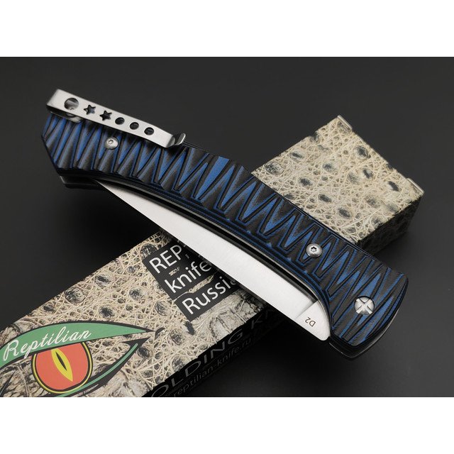 Reptilian складной нож Пчак-04 сталь D2 satin, рукоять G10 black & blue