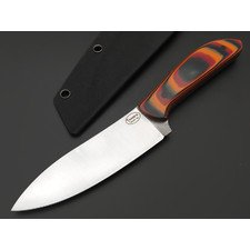 T-Knife нож Canadian Kitchen сталь Aus-10 satin, спуски конвекс, рукоять Micarta black-orange & bordo