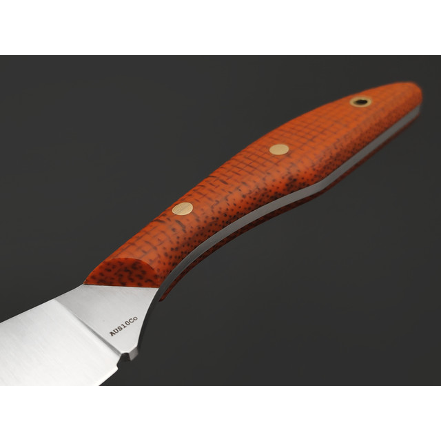 Золотое Сечение нож Канадский №1 сталь Aus-10Co satin, рукоять Micarta jute orange, латунь, темлячное отверстие