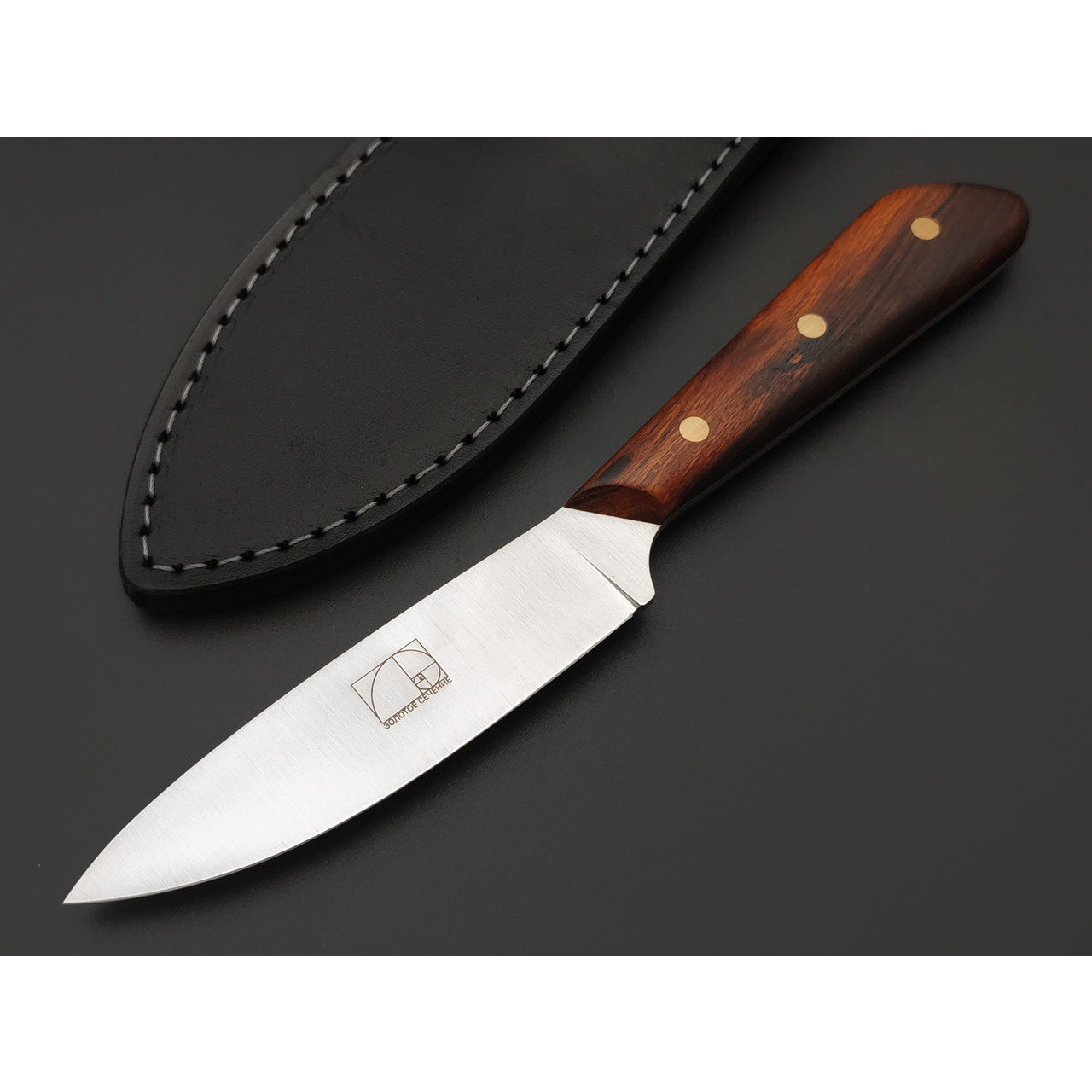 Золотое Сечение нож Перчик сталь Aus-10Co satin, спуски конвекс, рукоять Айронвуд, латунь