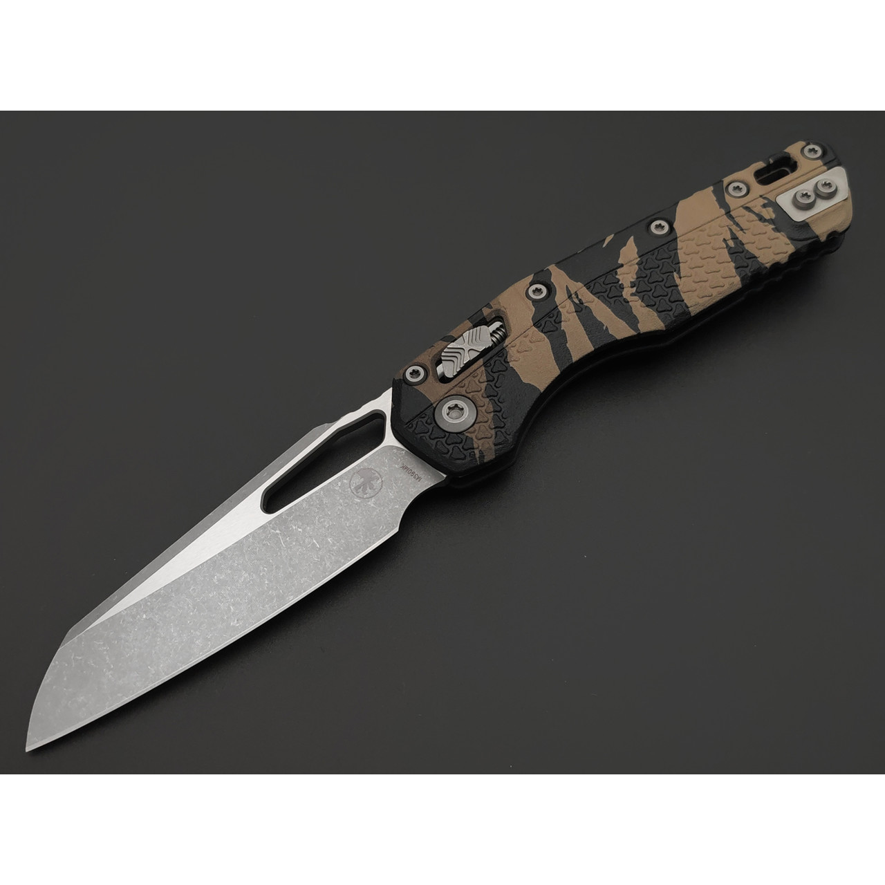 Нож Microtech MSI Ram-Lok 210T-10APPMTRC сталь M390MK apocalyptic стоунвош, рукоять Polymer tiger camo