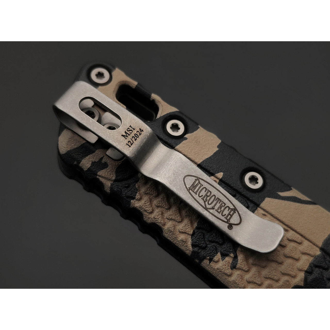 Нож Microtech MSI Ram-Lok 210T-10APPMTRC сталь M390MK apocalyptic стоунвош, рукоять Polymer tiger camo