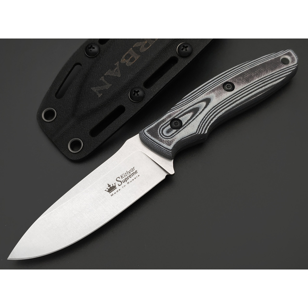 Kizlyar Supreme туристический нож Urban сталь Aus-8 стоунвош, рукоять G10 black & white, ножны Kydex