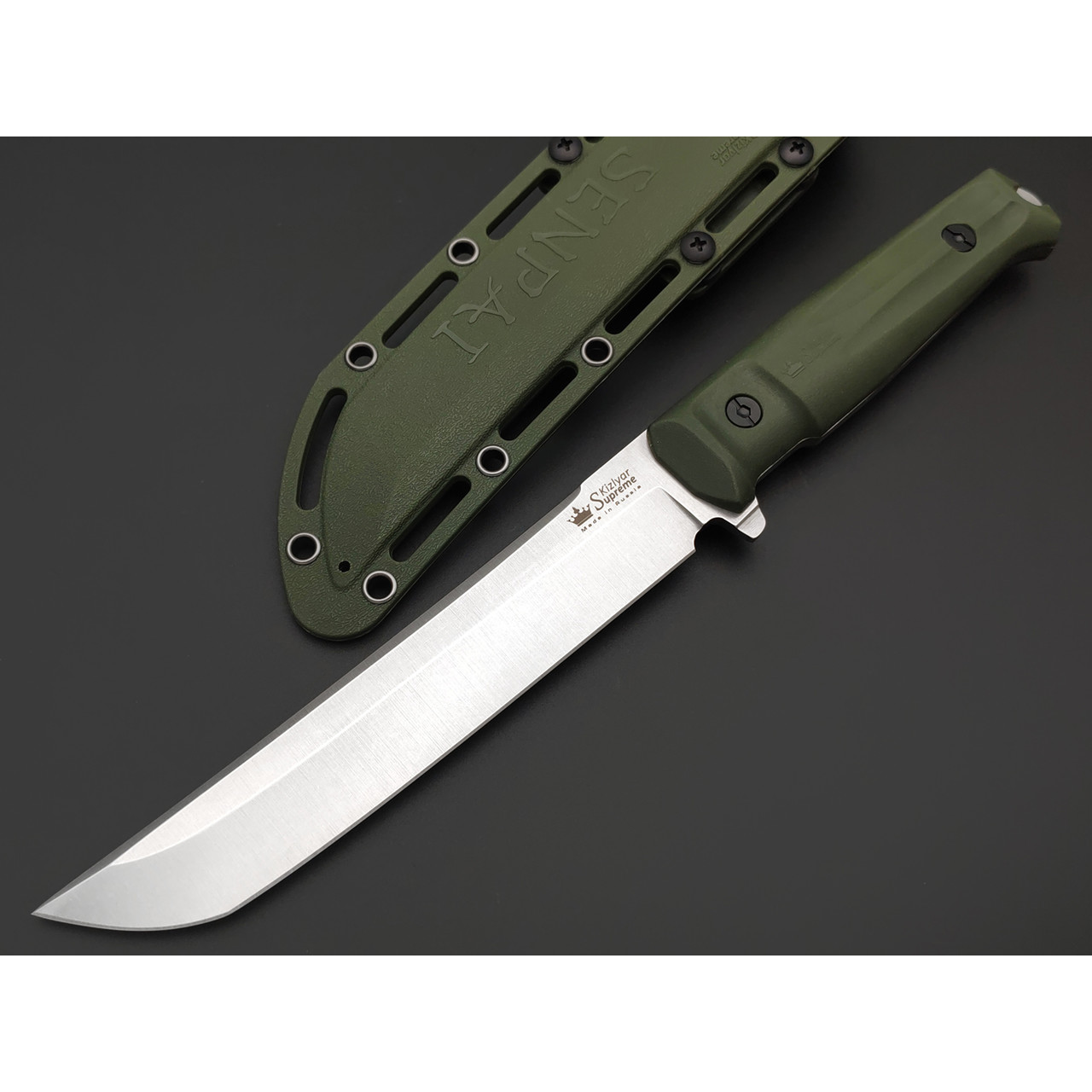 Kizlyar Supreme тактический нож Senpai сталь Aus-8 стоунвош, рукоять Kraton olive, ножны Polyamide