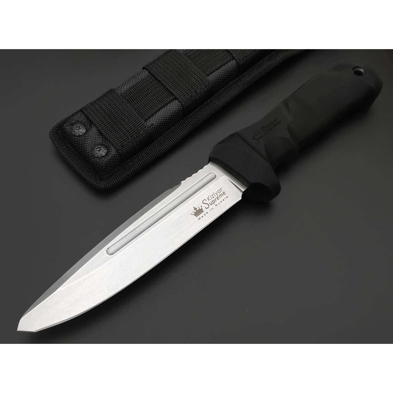 Kizlyar Supreme тактический нож Centurion сталь Aus-8 стоунвош, рукоять Kraton black, ножны Molle black