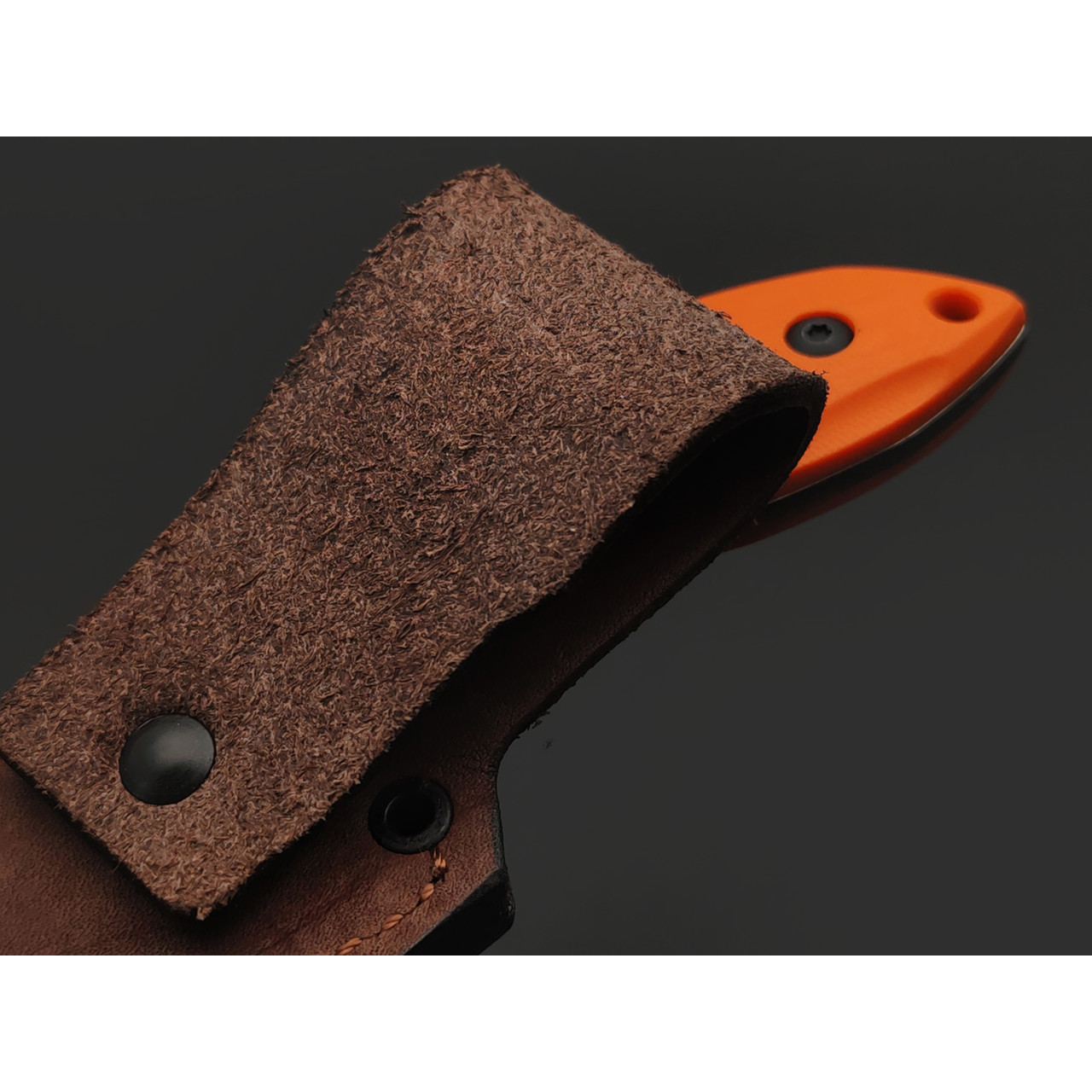 Kizlyar Supreme туристический нож Hammy сталь Niolox стоунвош, рукоять G10 orange, ножны Кожа