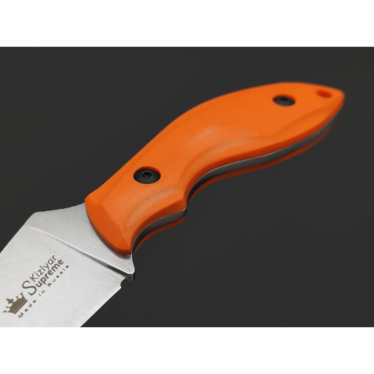 Kizlyar Supreme туристический нож Hammy сталь Niolox стоунвош, рукоять G10 orange, ножны Кожа