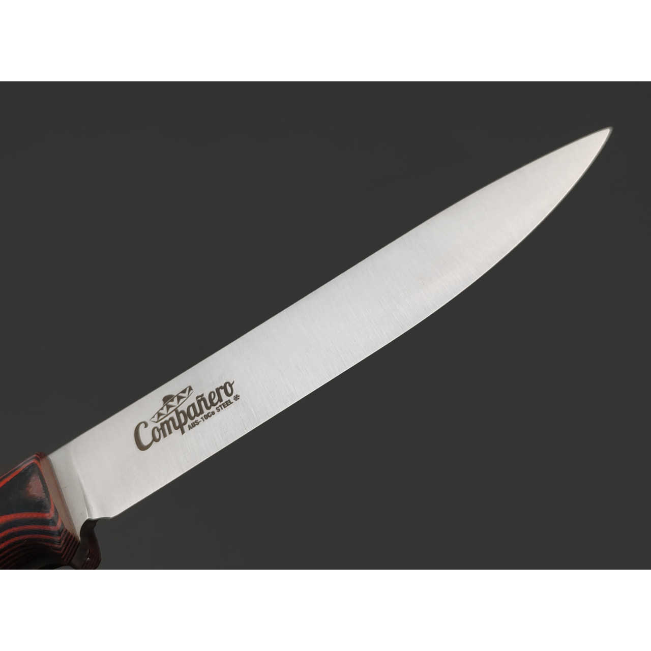 Kizlyar Supreme туристический нож Companero сталь Aus-10Co satin, спуски конвекс, рукоять G10 black & red