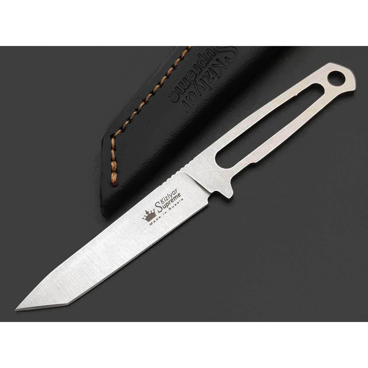 Kizlyar Supreme скелетный нож Aggressor MINI сталь Aus-8 стоунвош, рукоять сталь, ножны кожа