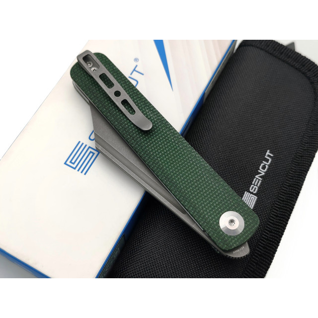 Sencut нож складной Bronte SA08B сталь 9Cr18MoV gray стоунвош, рукоять Micarta green