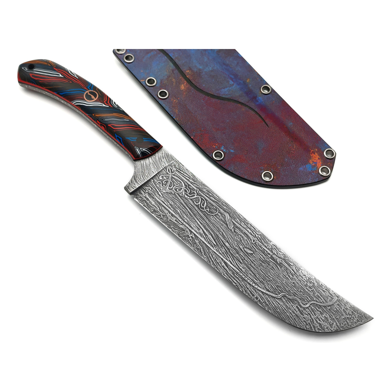 Волчий Век нож Пчак Custom сталь N690 WA худ. травление, рукоять G10 chaotic multi