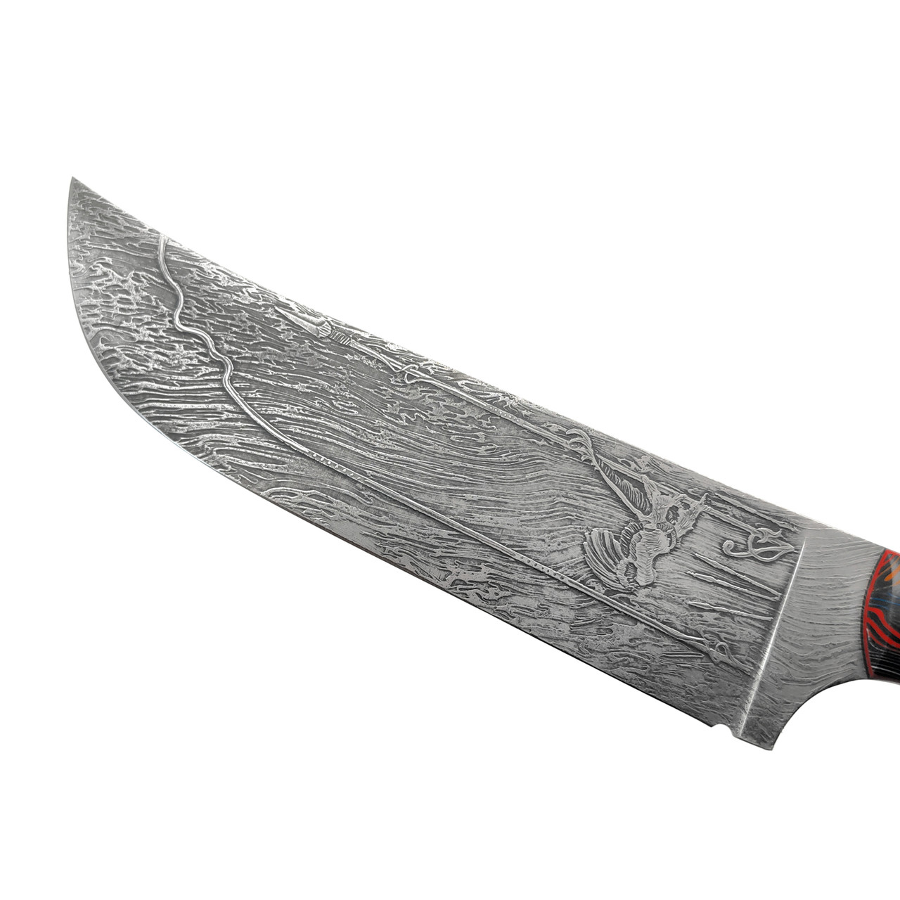 Волчий Век нож Пчак Custom сталь N690 WA худ. травление, рукоять G10 chaotic multi