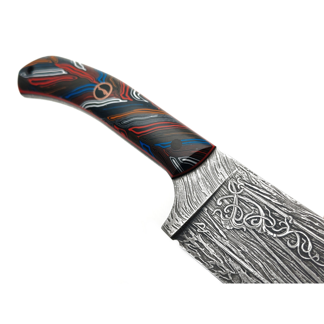 Волчий Век нож Пчак Custom сталь N690 WA худ. травление, рукоять G10 chaotic multi