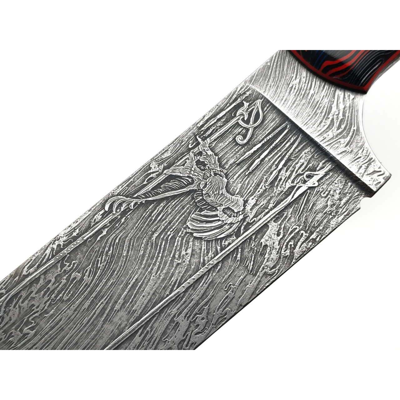 Волчий Век нож Пчак Custom сталь N690 WA худ. травление, рукоять G10 chaotic multi