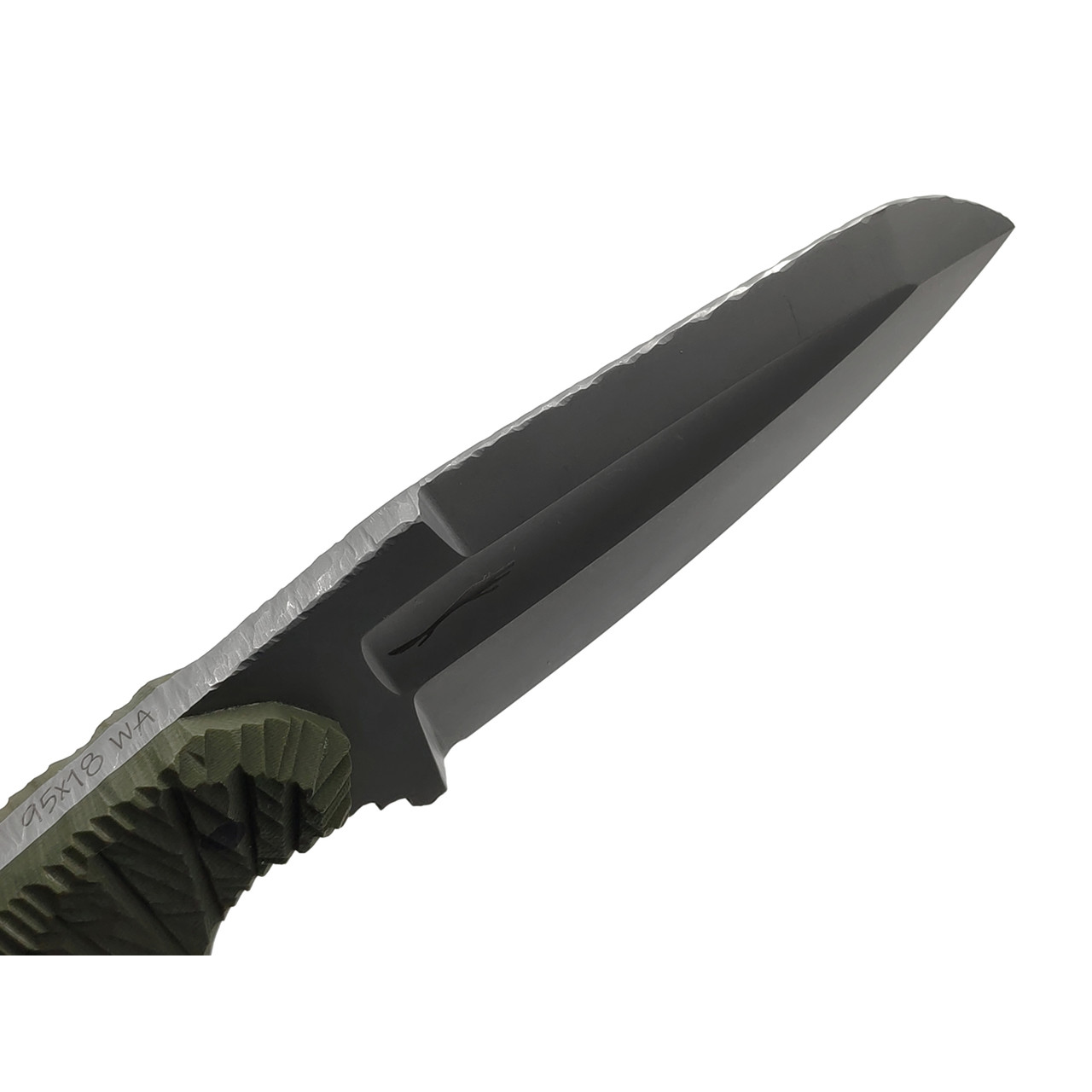 Волчий Век нож Сквозняк Brutal Edition сталь 95Х18 WA стоунвош, рукоять G10 olive, пины карбон