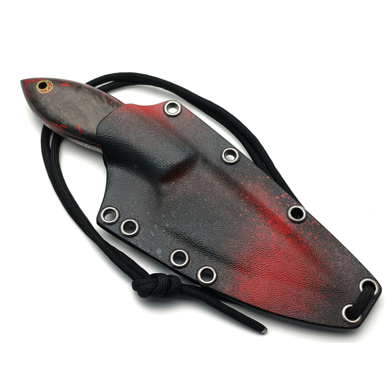 Волчий Век нож МасичЬка Custom сталь PGK WA блэквош, рукоять Carbon fiber chaotic red