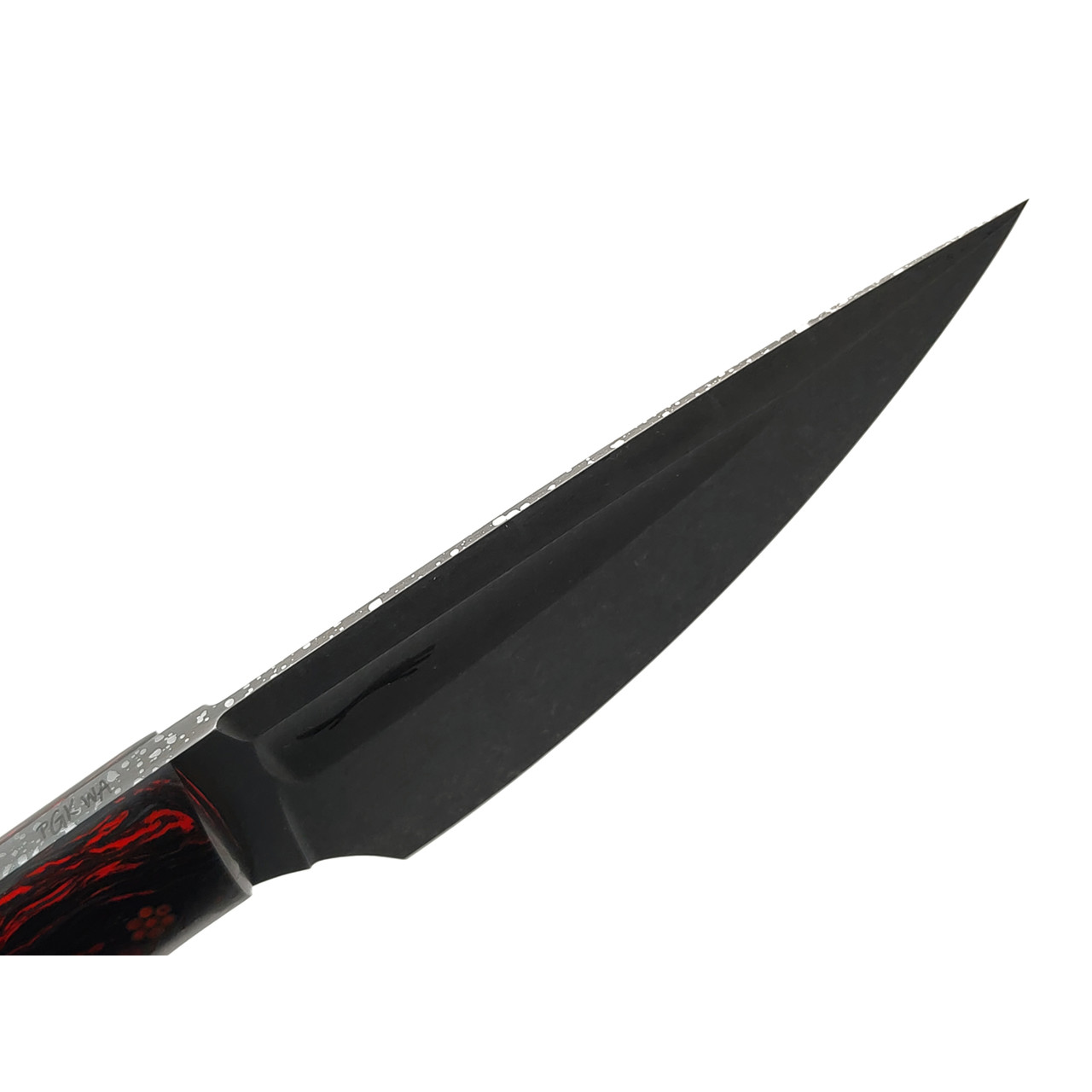 Волчий Век нож МасичЬка Custom сталь PGK WA блэквош, рукоять Carbon fiber chaotic red