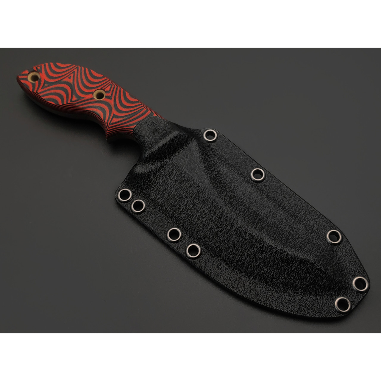 Волчий Век нож Кондрат 12 сталь 95Х18 WA травление хаотик, рукоять G10 black & red, латунь