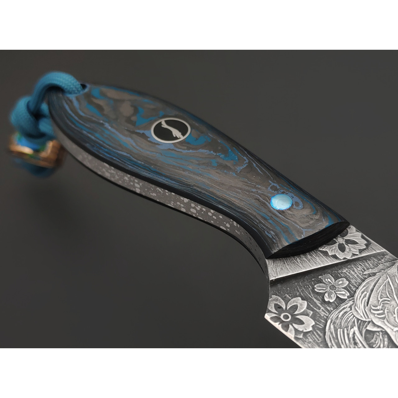 Волчий Век нож МасичЬка Custom Anime Girl & Samurai Cat сталь 95Х18 WA худ. травление, рукоять Carbon fiber multi, пин титан