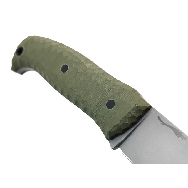 Волчий Век нож Камрад сталь N690 WA стоунвош, рукоять G10 olive, пины карбон