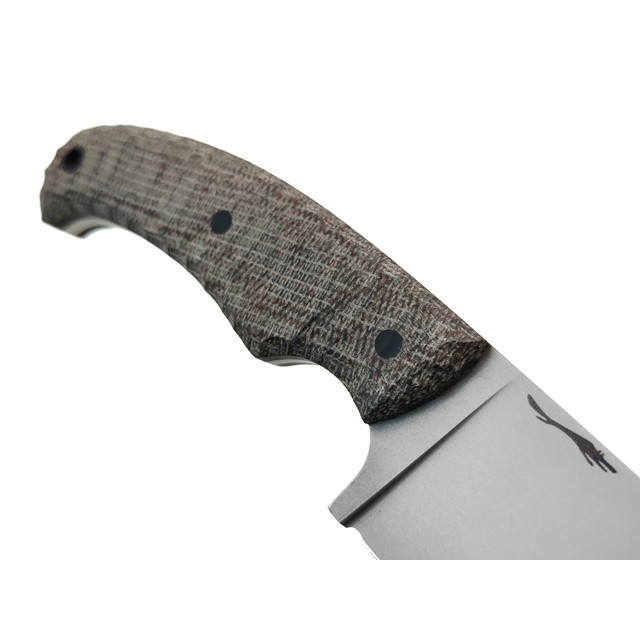 Волчий Век нож Шихан сталь N690 WA стоунвош, рукоять Micarta grey, пины карбон