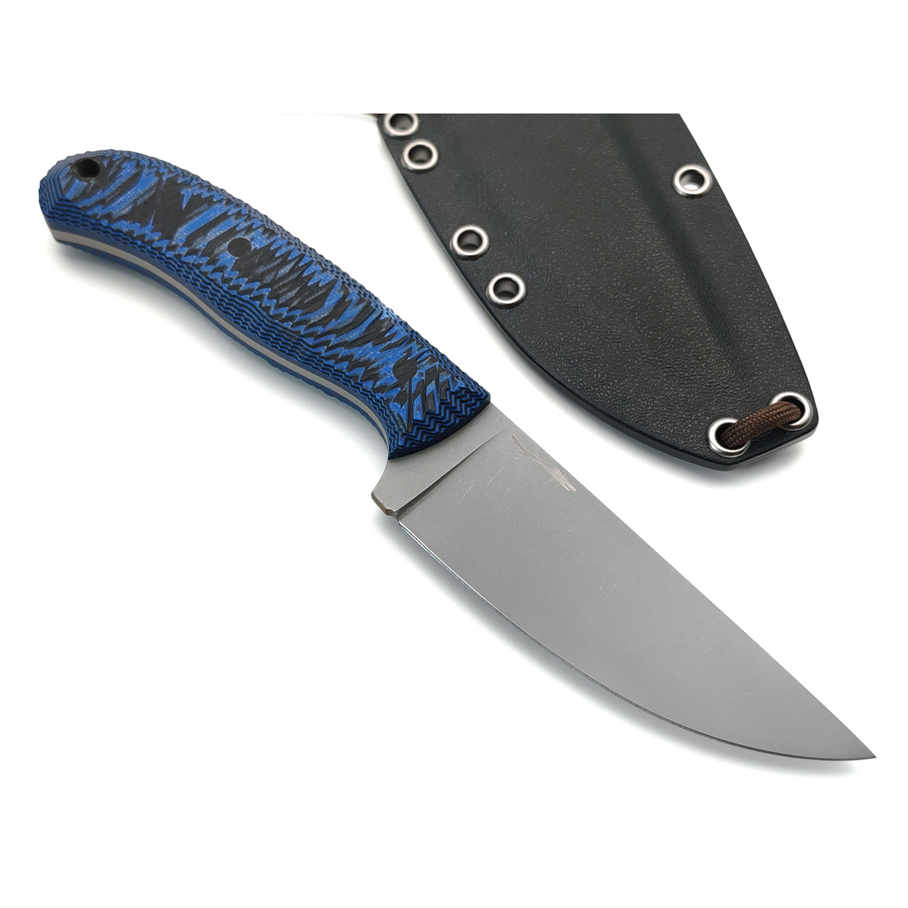 Волчий Век нож Mark-I сталь N690 WA стоунвош, рукоять G10 black & blue, пины карбон