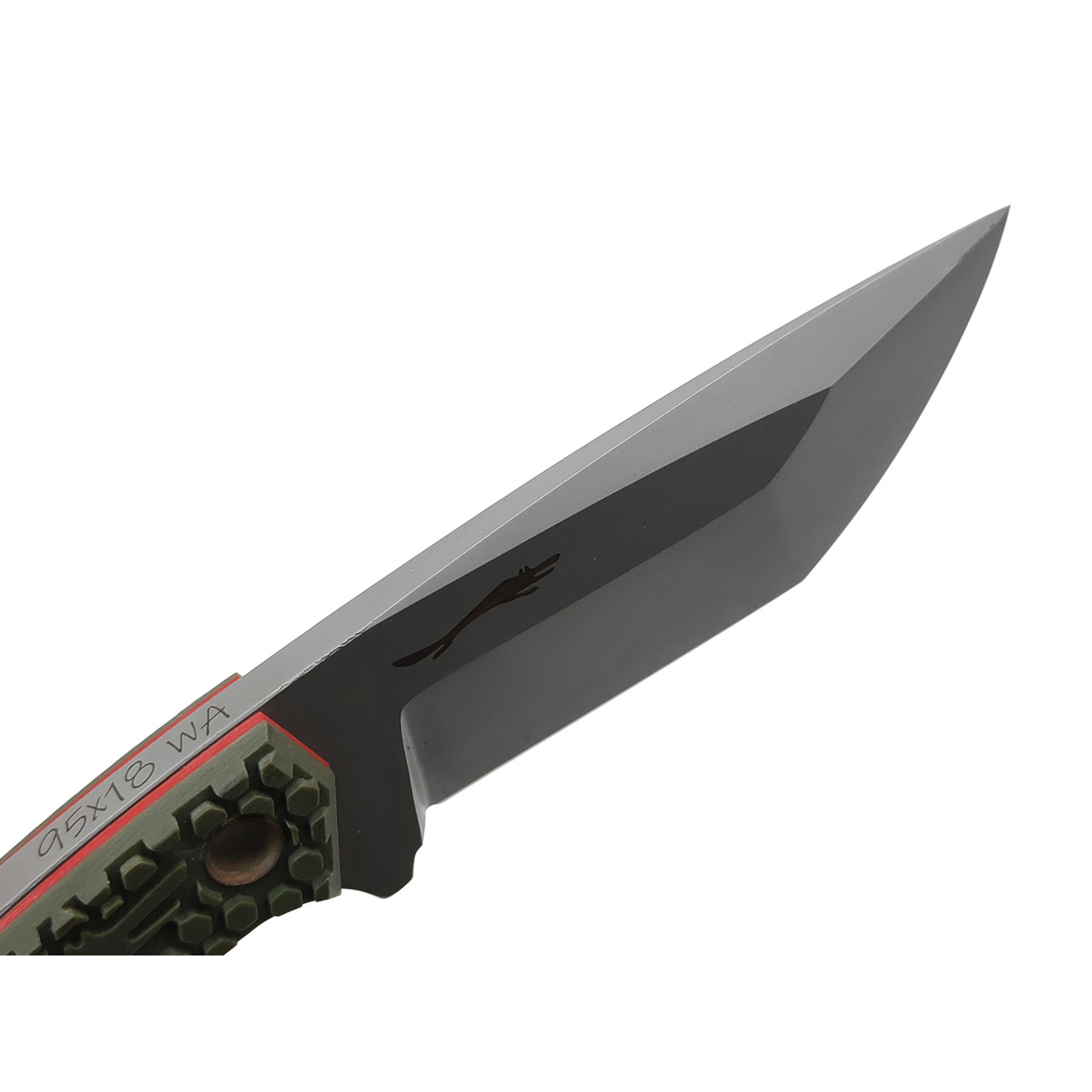 Волчий Век нож Хлыщ сталь 95Х18 WA стоунвош, рукоять G10 olive & red, латунь