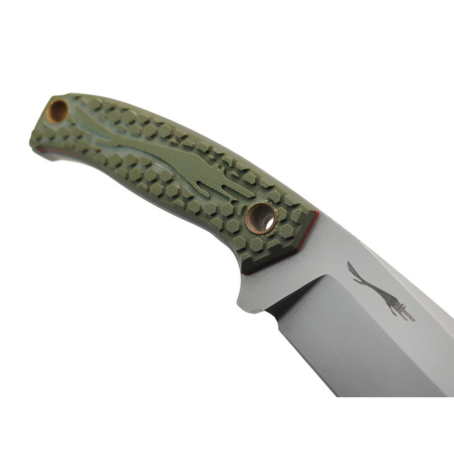 Волчий Век нож Хлыщ сталь 95Х18 WA стоунвош, рукоять G10 olive & red, латунь