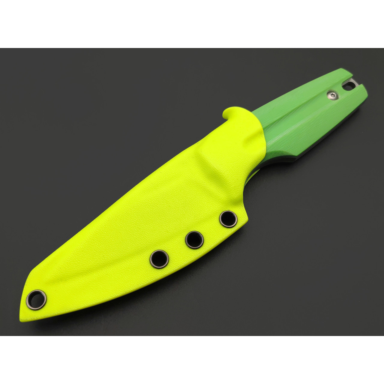 Knife Tech нож Скин-Ду сталь K340 satin, рукоять G10 green, kydex neon yellow