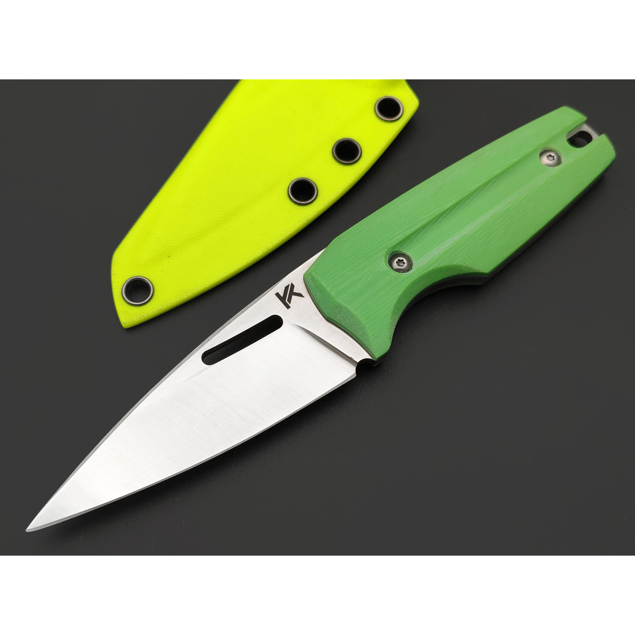 Knife Tech нож Скин-Ду сталь K340 satin, рукоять G10 green, kydex neon yellow