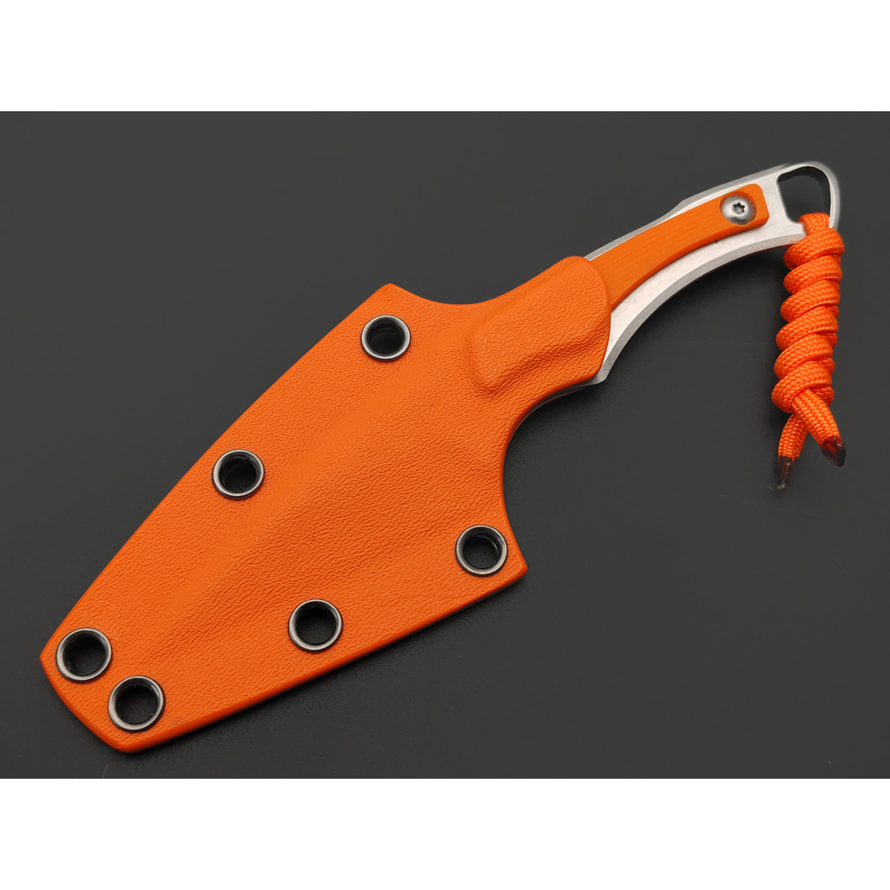 Knife Tech нож Гелион сталь K340 satin, рукоять сталь, G10 orange, kydex orange
