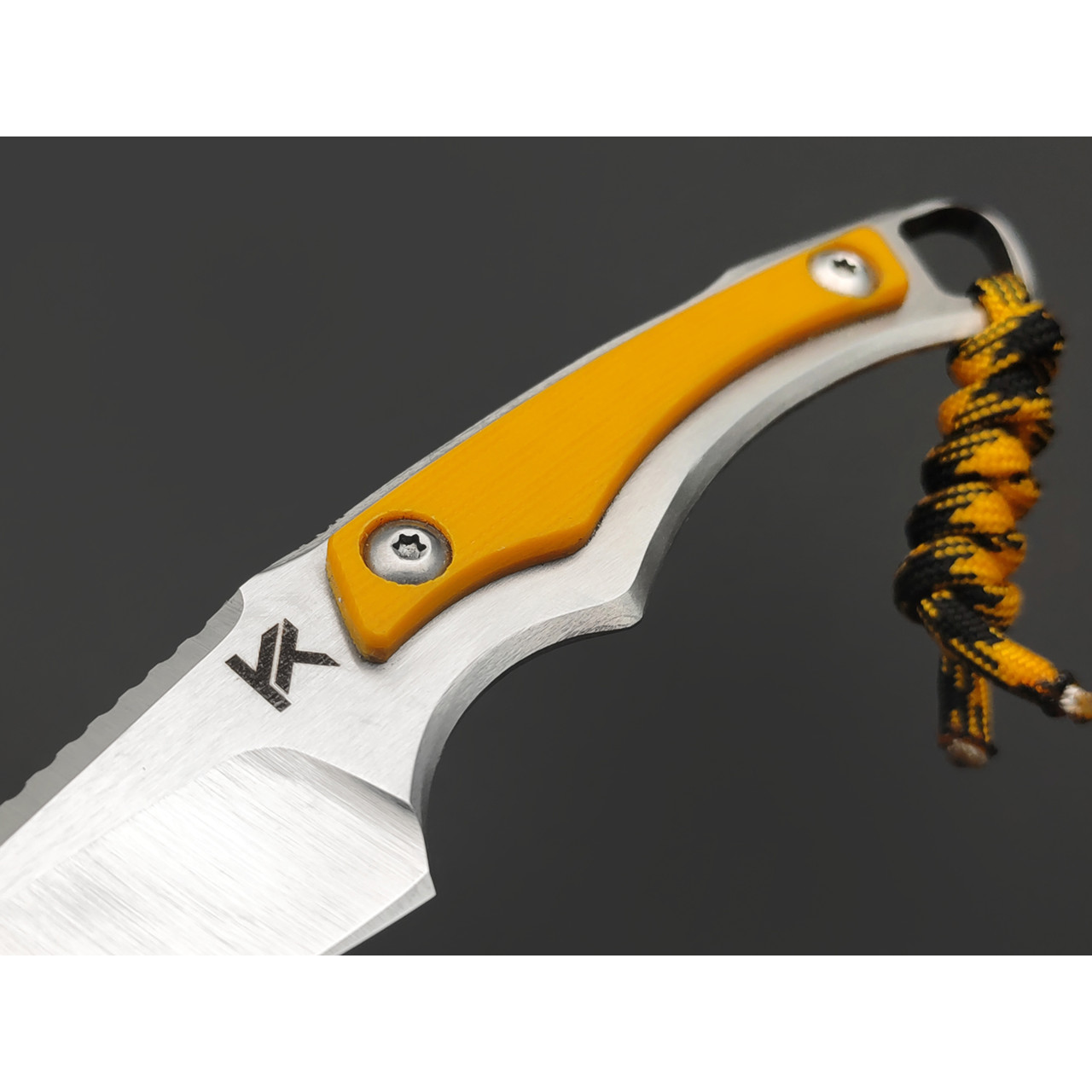 Knife Tech нож Гелион сталь K340 satin, рукоять сталь, G10 yellow, kydex neon yellow