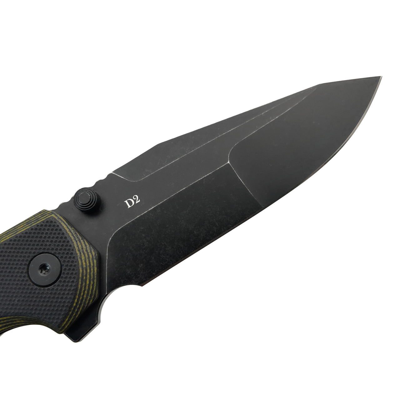 Camarade складной нож Унисол сталь D2 блэквош, рукоять G10 чёрный с жёлтым