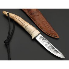 Балицкий Станислав нож Якут Шейный СБ02 сталь 95Х18, рукоять Рог лося, Ножны кожа, дерево