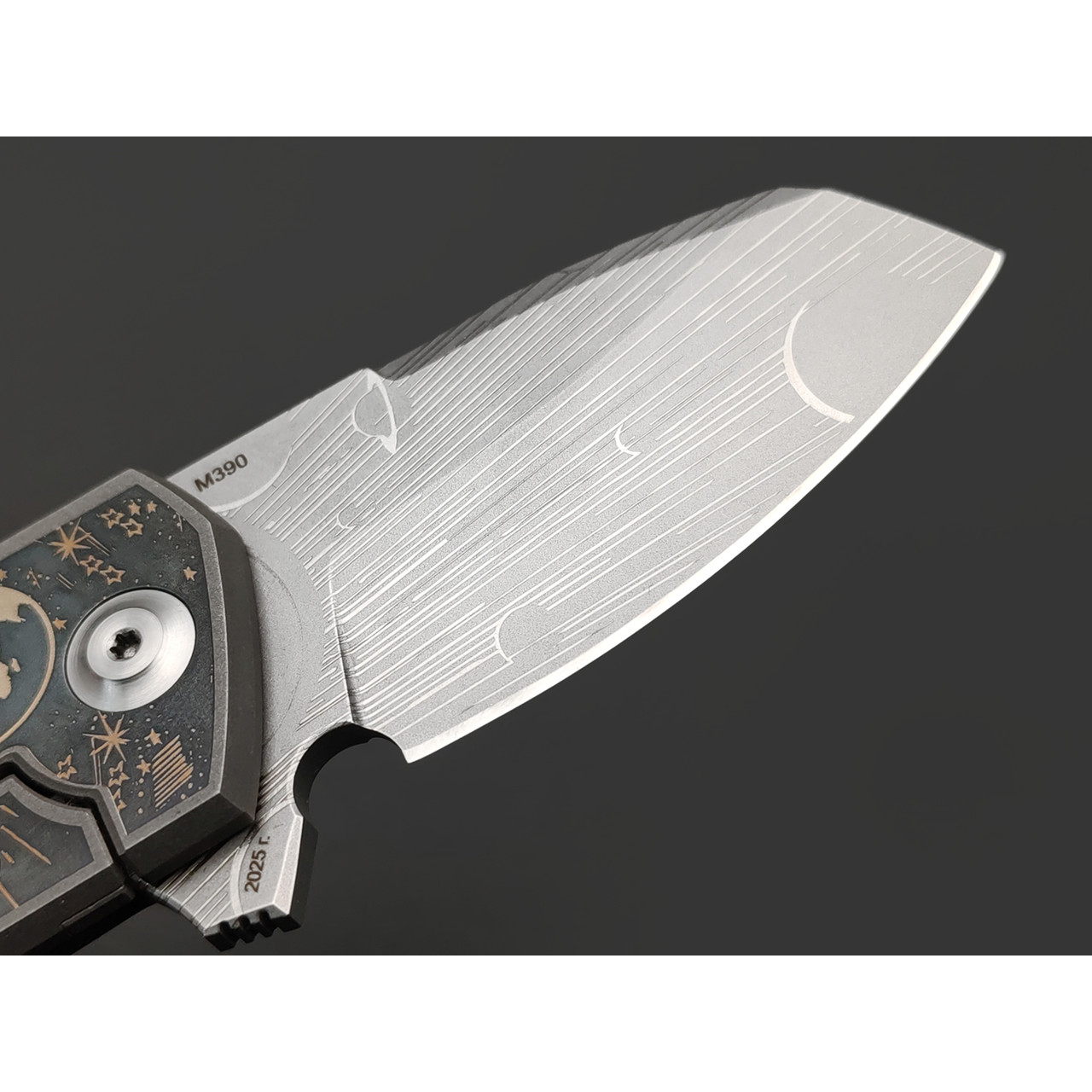 Ponomarev Forge Custom "Гагарин" нож Bulldog Мастерская Чебуркова сталь M390, рукоять Титан, лазерная гравировка